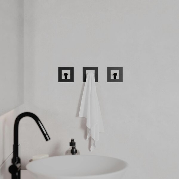 Decortie Modern Kaly Unique Metal Square Triple Hooks for Hanging, Set of 3 Square Shape Hooks Kitchen, Waterproof (Matte, )