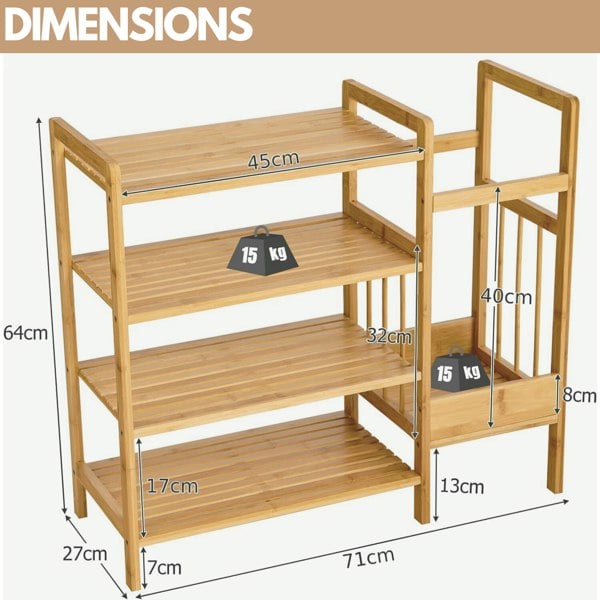 Rafaelo Mobilia Bamboo 4 Tier Shoe Rack With Umbrella Holder