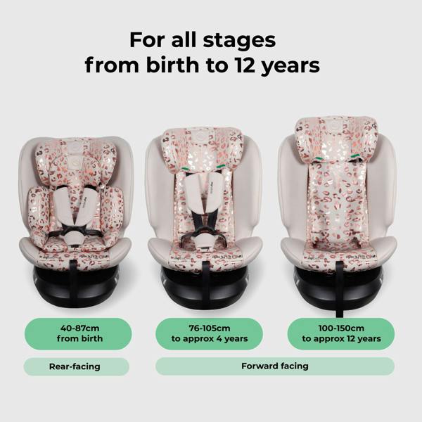 My Babiie MBCS300 Easy Spin R129 Car Seat with Top Tether - Pink Leopard