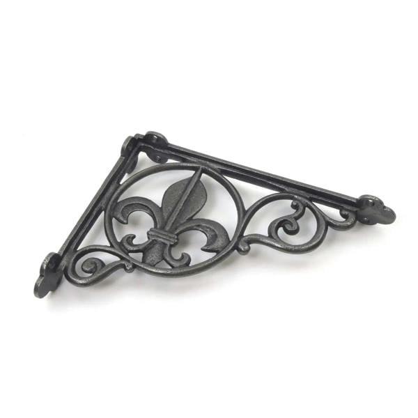 Pair of Antique Cast Iron Fleur De Lis Shelf Brackets - 220mm x 160mm