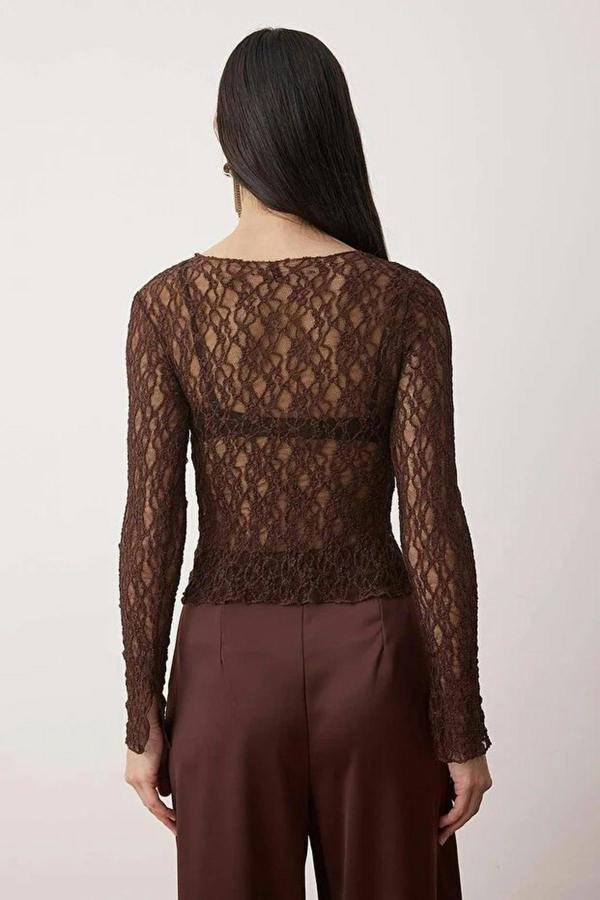 WOVCOR Unlined V-Neck Lace Party Blouse