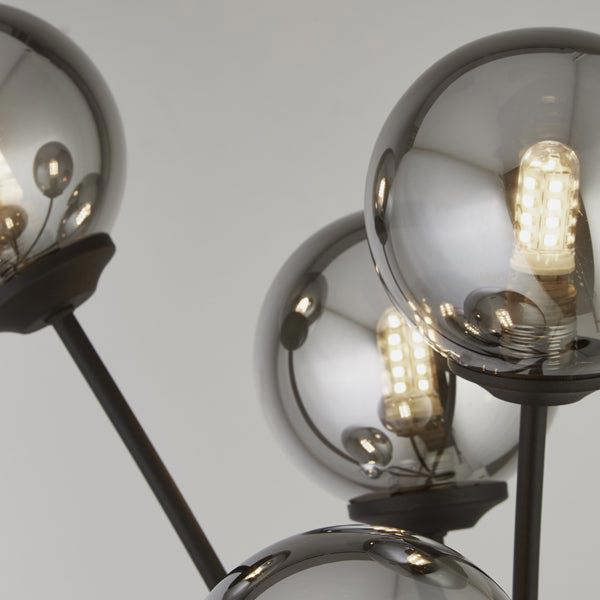 Pagazzi Lighting Navarro Matt Black & Smoked Glass Floor Lamp