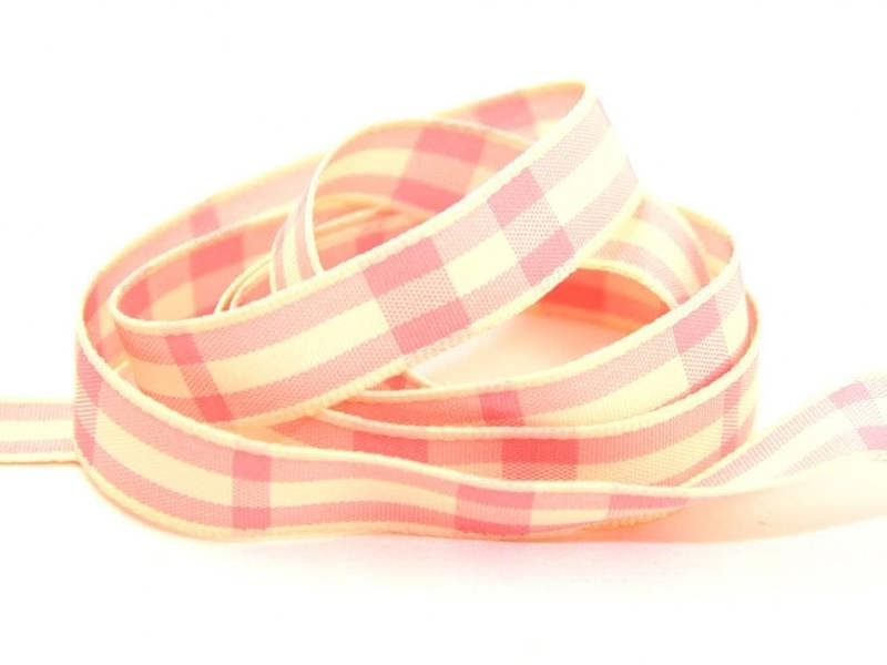 Berisfords Rustic Tartan Ribbon 3 Pink - 25mm - per metre