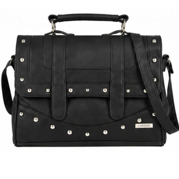 Lorenz Studded Satchel Shoulder Bag with Adjustable Crossbody Strap