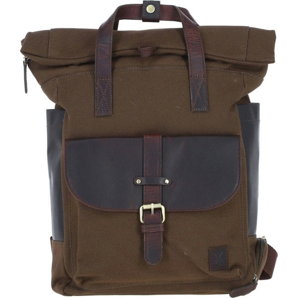 Real Leather X Canvas Backpack: fen-755
