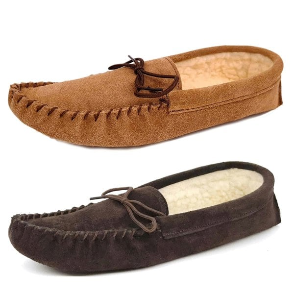 Mokkers Coopers Suede Fleece Lined Soft Sole Mens Moccasin Slippers Made In England