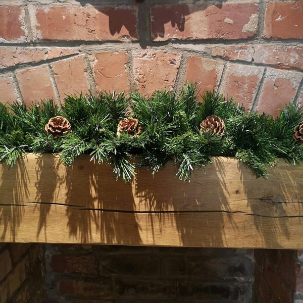 Samuel Alexander 90cm Deluxe Snow Time Princess Green Garland Swag 108 Tips With 5 Pine Cones