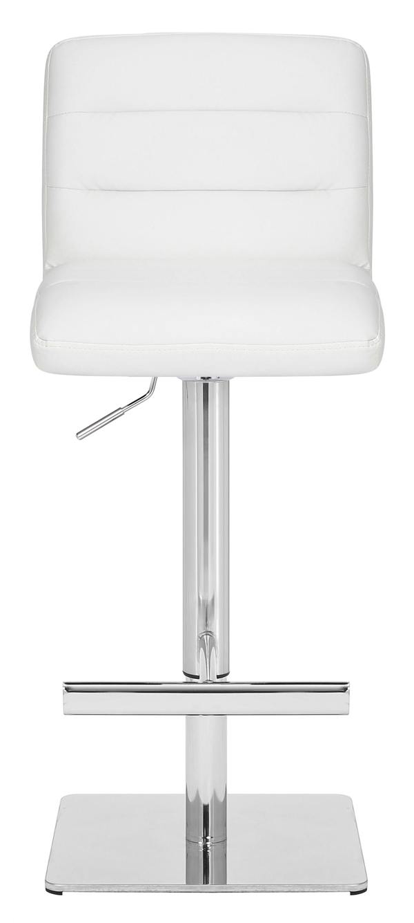 Lamboro Luscious Deluxe Breakfast Bar Stool, Chrome Footrest, Adjustable Swivel Gas Lift, Home Bar & Kitchen Faux-Leather Barstool, White