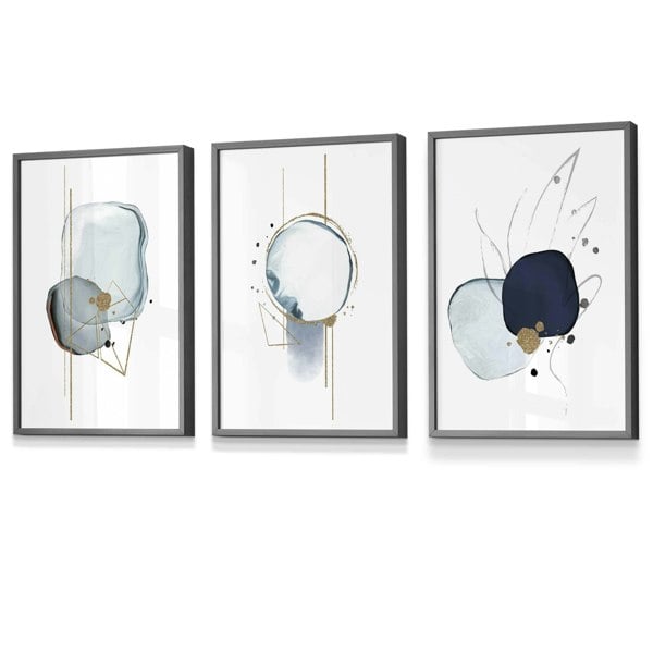 Framed Set of 3 Abstract Winter Mood Art Prints | Artze Wall Art UK