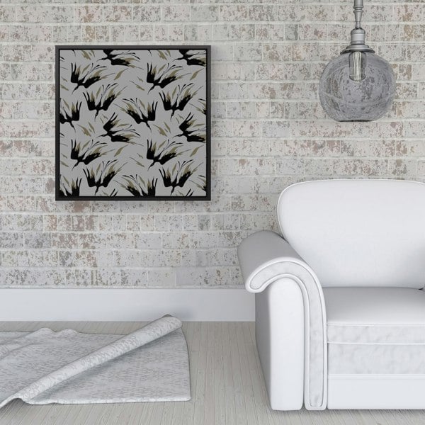 Warren Reed Black And Gold Fire Bird Silhouettes Framed Canvas