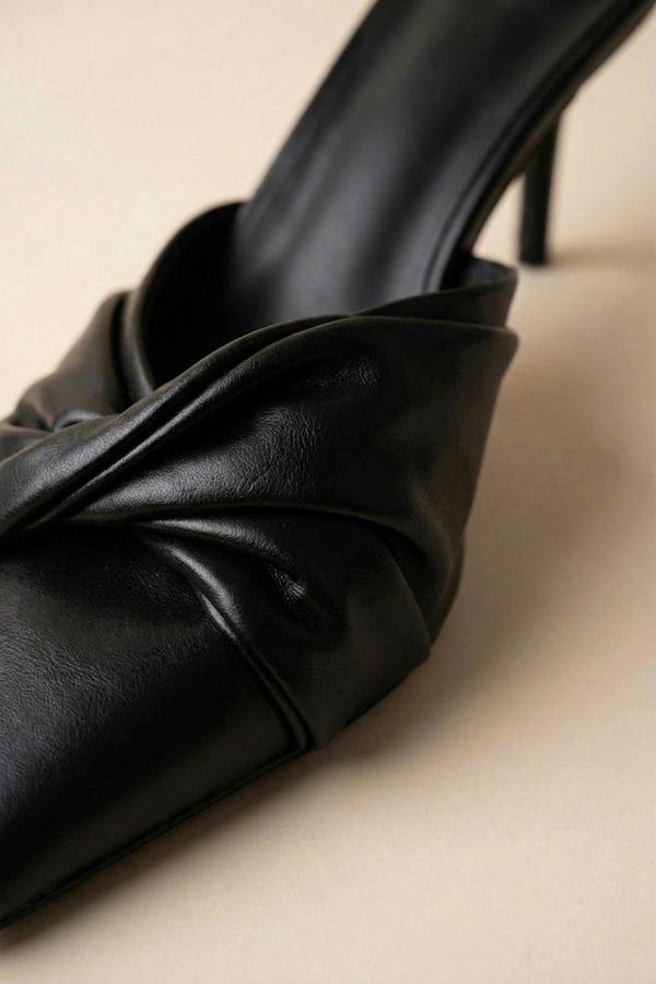 ikrush Ines Knotted Front Pointed Toe Kitten Heel Mules
