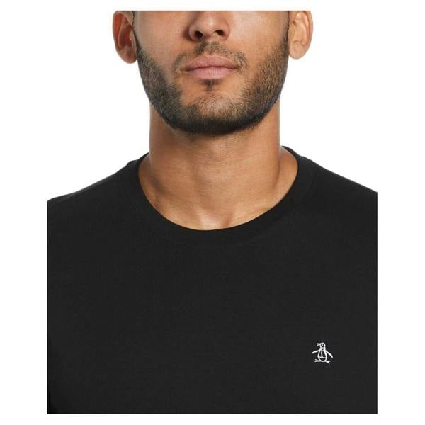 Original Penguin Mens Cotton Long-Sleeved T-Shirt - True Black - 