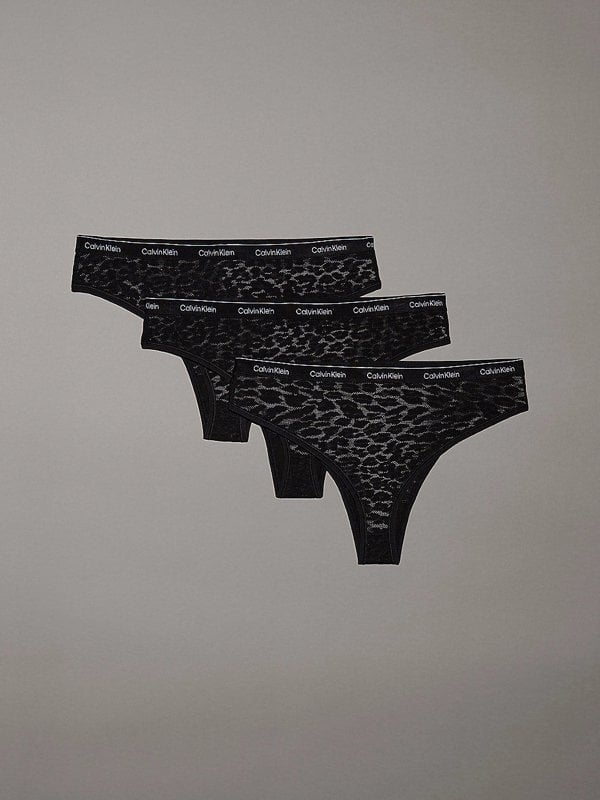 Calvin Klein BRAZILIAN LACE 3 Pack Womens Briefs Black