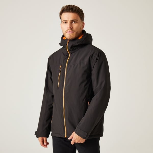 Regatta Men's Navigate Insulated Waterproof Jacket - Black/Orange Pop