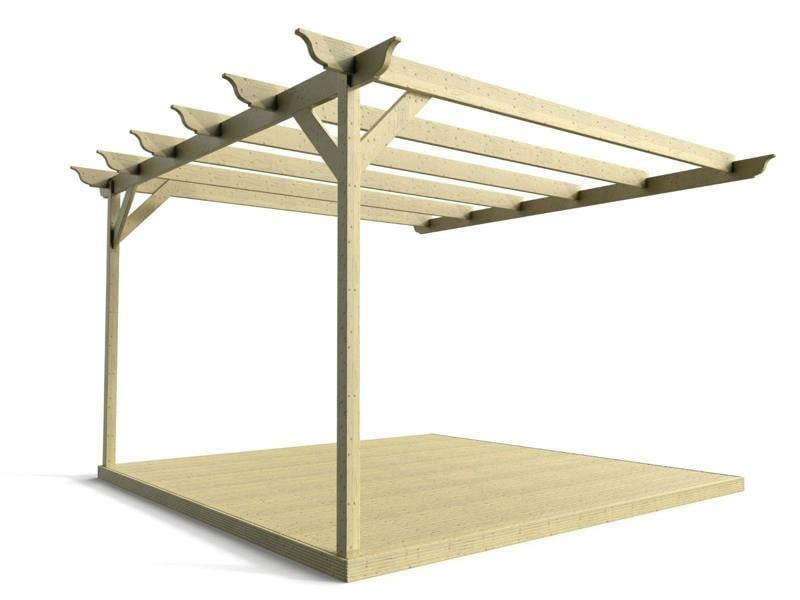 Arbor Garden Solutions Wall Mounted Pergola and Decking Kit Longhorn Design