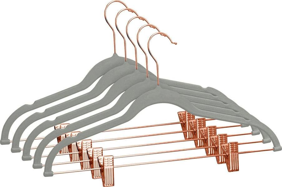 HYGRAD BUILT TO SURVIVE Pack of 12 Velvet Trousers Hangers Velvet Coat Hangers With Clips Velvet Hangers Wardrobe Clip Hangers Space Saving Hangers