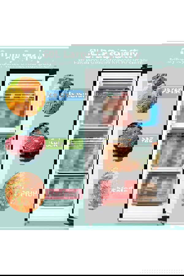 Living and Home Livingandhome RCUB0BL2(E) 60L Under-Counter Fridge, 48cm Upright Adjustable Thermostat, Reversible Door, 4-Star Freezer Rating, Black