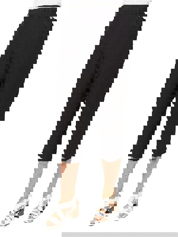 PennyPlain Linen Blend Cropped Trousers - Charcoal