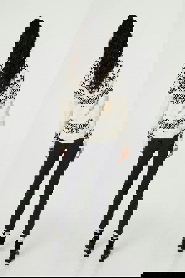 White | Fairisle Drop Shoulder Relaxed Jumper
