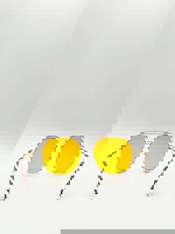 SVNX Oversized rounded aviator style sunglasses with yellow lenses