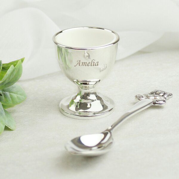 Personalised Memento Company Personalised Silver Egg Cup & Spoon