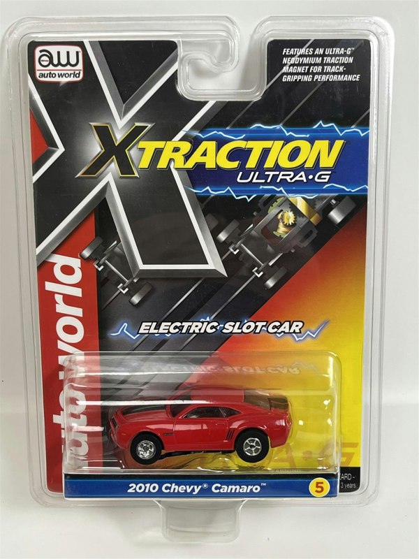 Auto World Slot Cars 2010 Chevy Camaro Red HO Scale Slot Car X Traction Auto World SC373-5