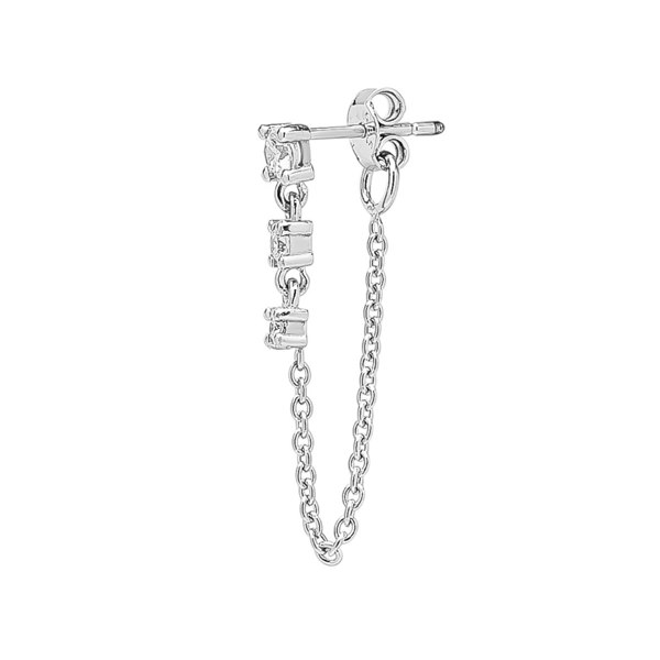 Spero London Fine Diamond Linked Tennis Earring in 14ct Solid Gold - Single