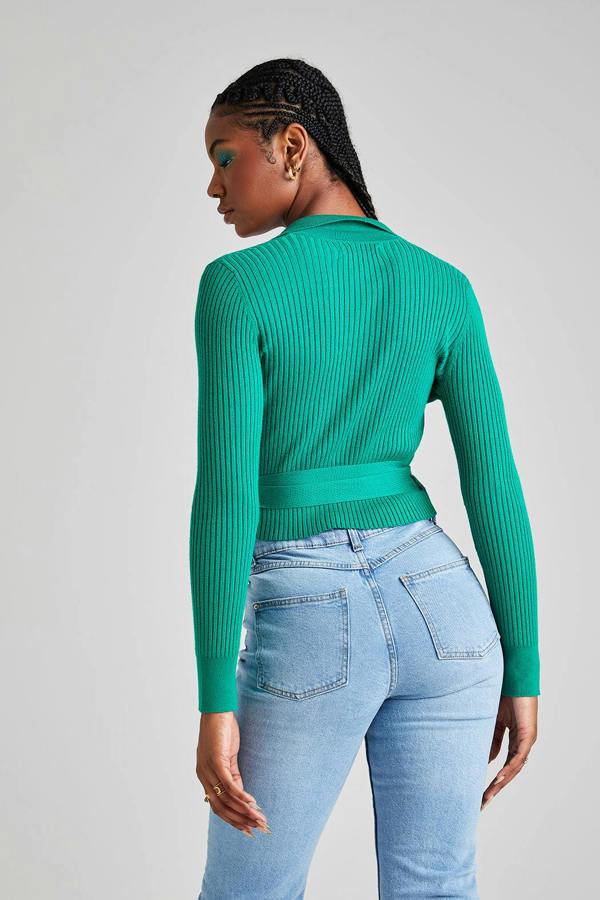 Urban Bliss Green Collar Wrap Ballerina Cardigan