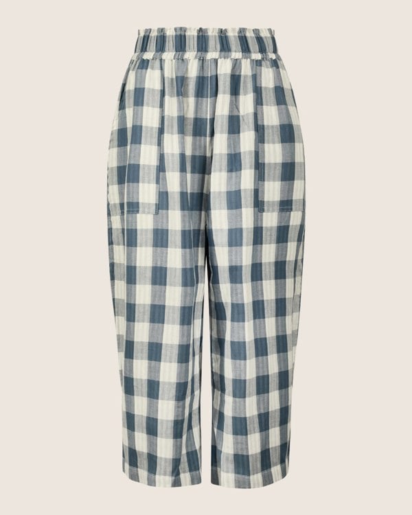 Judy Multicolour Marine Check Print Reversible Crop Trousers- image 2