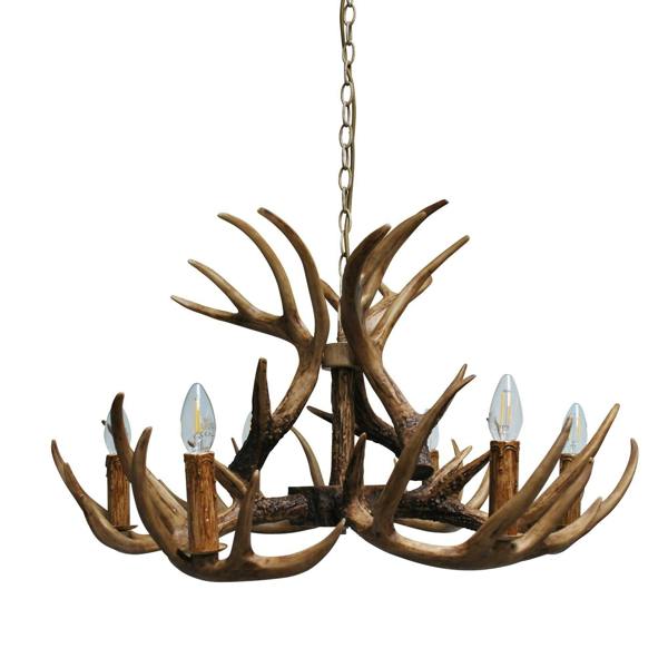 Pagazzi Lighting Lochranza 6 Light Rustic Antler Pendant Ceiling Light
