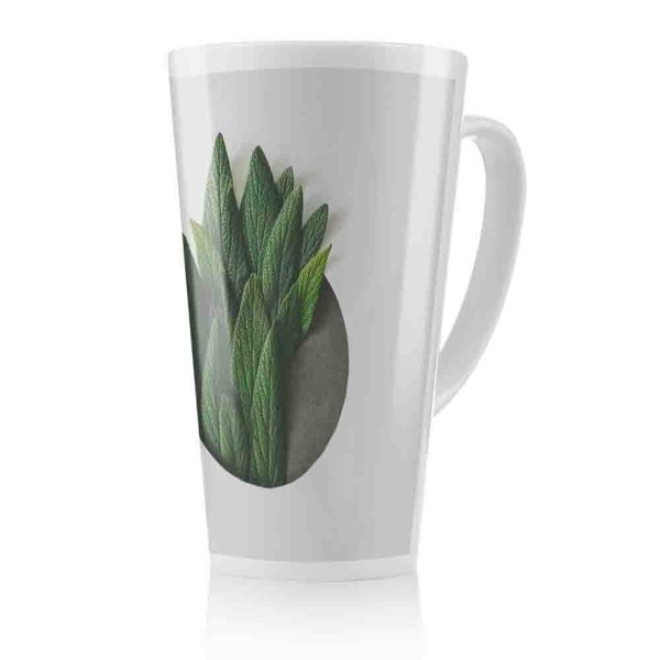 Benjamin Tate Design Minimal Green Leaves Latte Mug