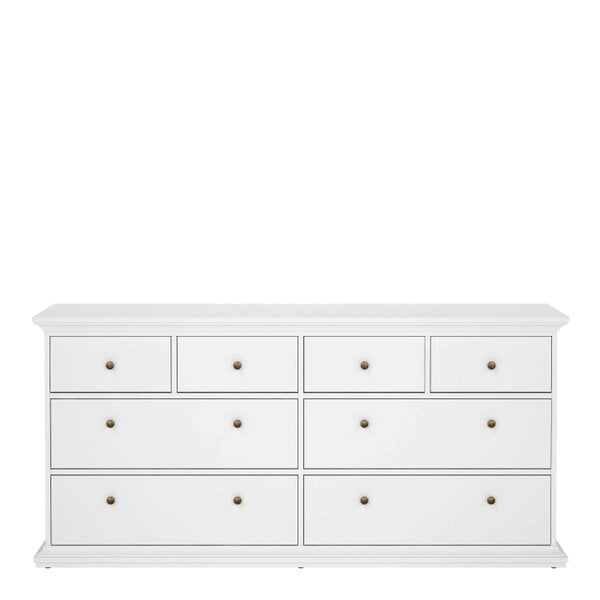 Wyld Haus Osaka Farmhouse Wide White Wooden Chest 8 Drawers