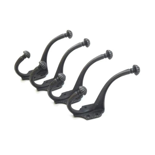 Cast Iron Dome Top Ribbed Coat Hook  - Pack of 4 Hooks