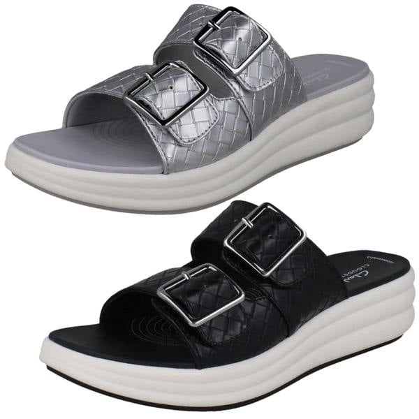 Clarks Ladies Clarks Cloudsteppers Woven Mule Sandals Drift Buckle