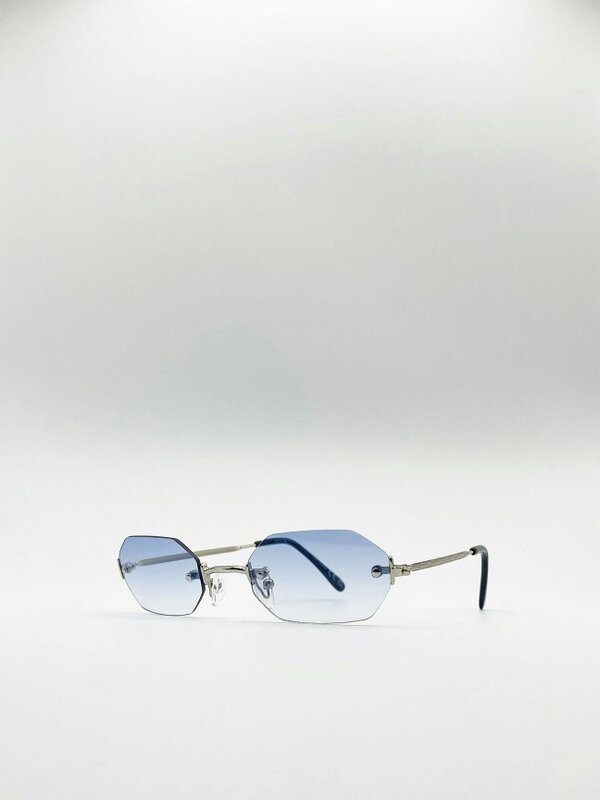 SVNX Rimless Oval Hexagon Sunglasses