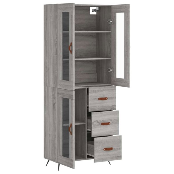 Berkfield Highboard Grey Sonoma 69.5x34x180 cm Engineered Wood