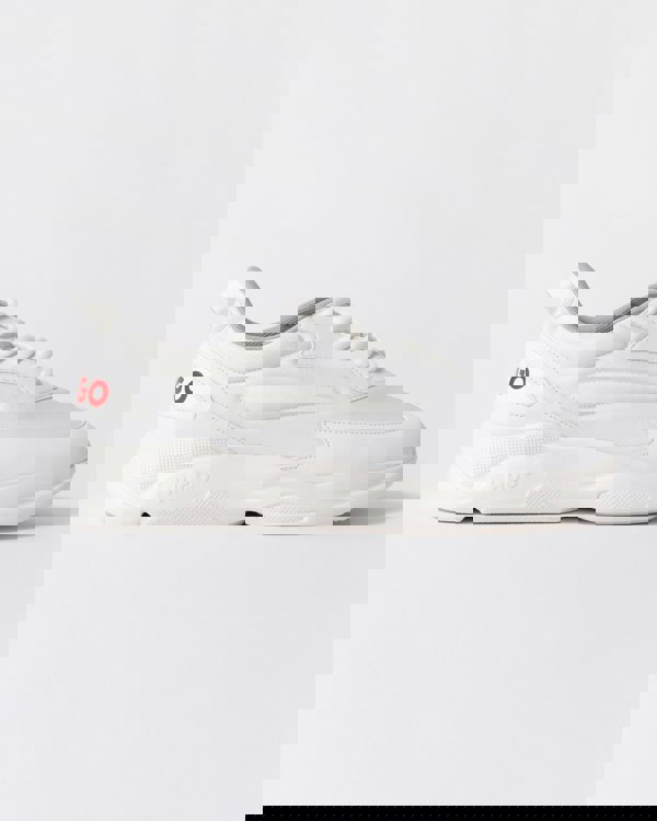 HUGO Leon Mens Logo-counter trainers with canvas-effect fabric - Open White 116