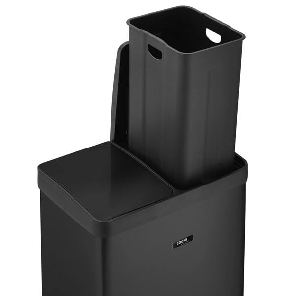 Cooks Professional 60L Recycling Pedal Bin | Dual Pedal -Black