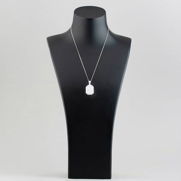 T. H. Baker Silver Engraved Oblong Locket Necklace 8.65.1799