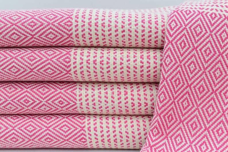 Pink Organic Diamond Light Beach Towel