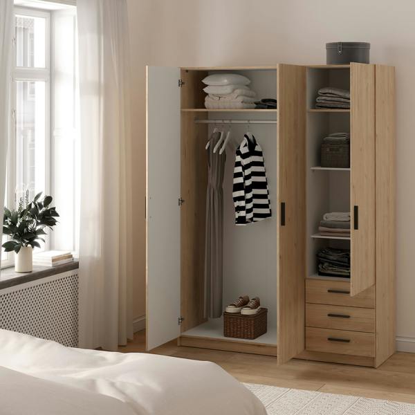 Furniture To Go Sprint Wardrobe with 3 Doors + 3 Drawers in Jackson Hickory