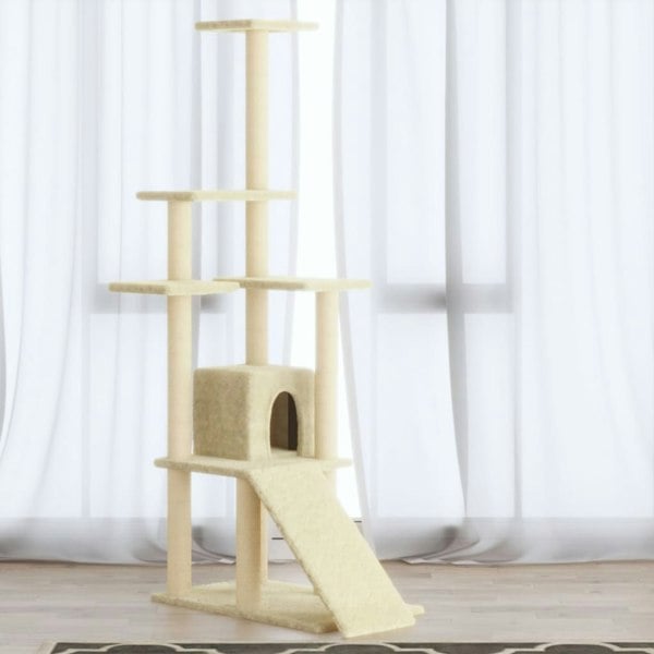 Berkfield Cat Tree with Sisal Scratching Posts Cream 155 cm