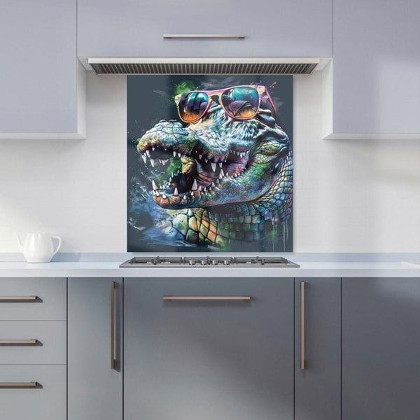 Warren Reed - Designer Crocodile In Glasses Splashart Kitchen Splashback