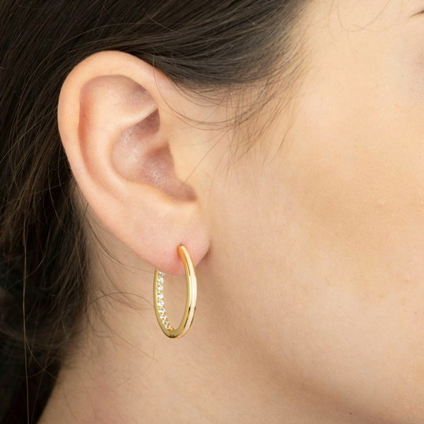 Gold Trip Large Nude Enamel Hoop Earrings