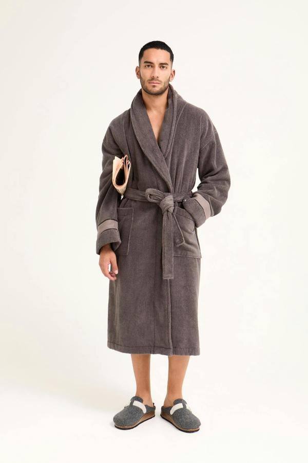 Mister You Bamboo Towelling Robe in Smoke Grey - Robes