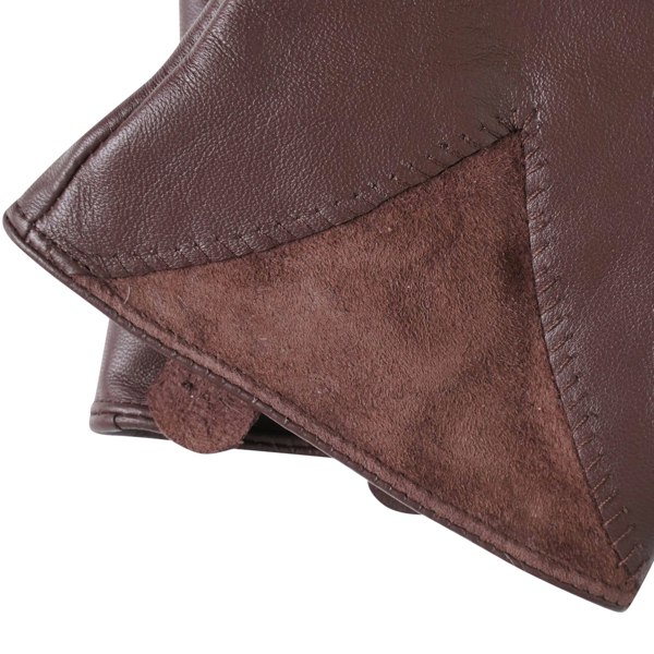 Barneys Originals Women's Brown Leather Gloves with Suede Cuff Detail