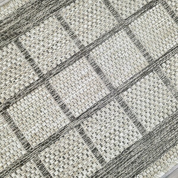 Viva Rugs Taupe Brown Beige Geometric Runner Rug Non-Slip Flat Weave Kitchen Hallway Carpet