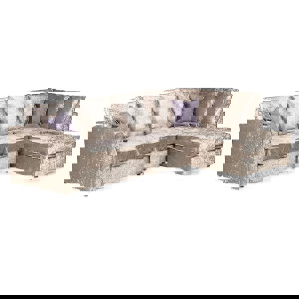 Furnishings For Less Crystal Crushed Velvet Full Back 5 Seater L Shaped Corner Sofa