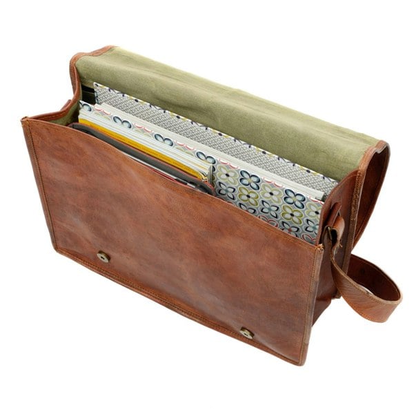 Paper High Brown Leather Messenger Bag