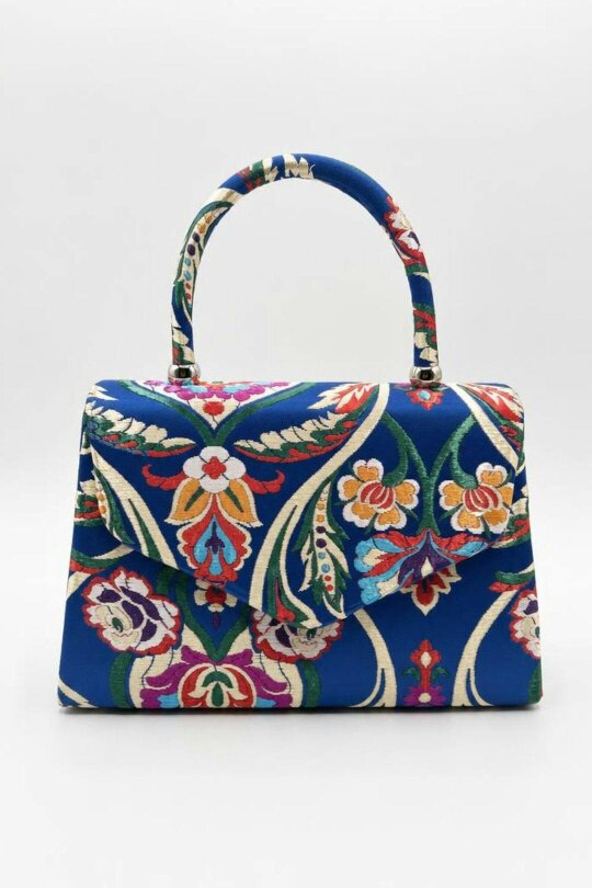 SVNX Floral Satin Embroidered Top Handle Bag in Red - One Size - Navy